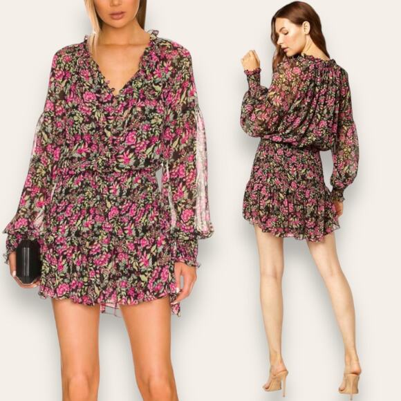 NWT MISA LA DRESS L FAIRY WHIMSICAL FLORAL RUFFLE COTTAGECORE LONG SLEEVE - Picture 1 of 10